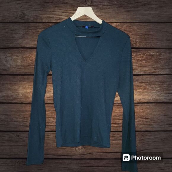 Aeropostale Cut Out Mock Neck Long Sleeve Shirt Size L - Picture 1 of 6